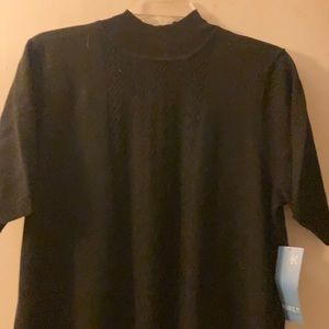 NWT Koret Knit, Mock Neck, Short Sleeve, Black Knit Top,